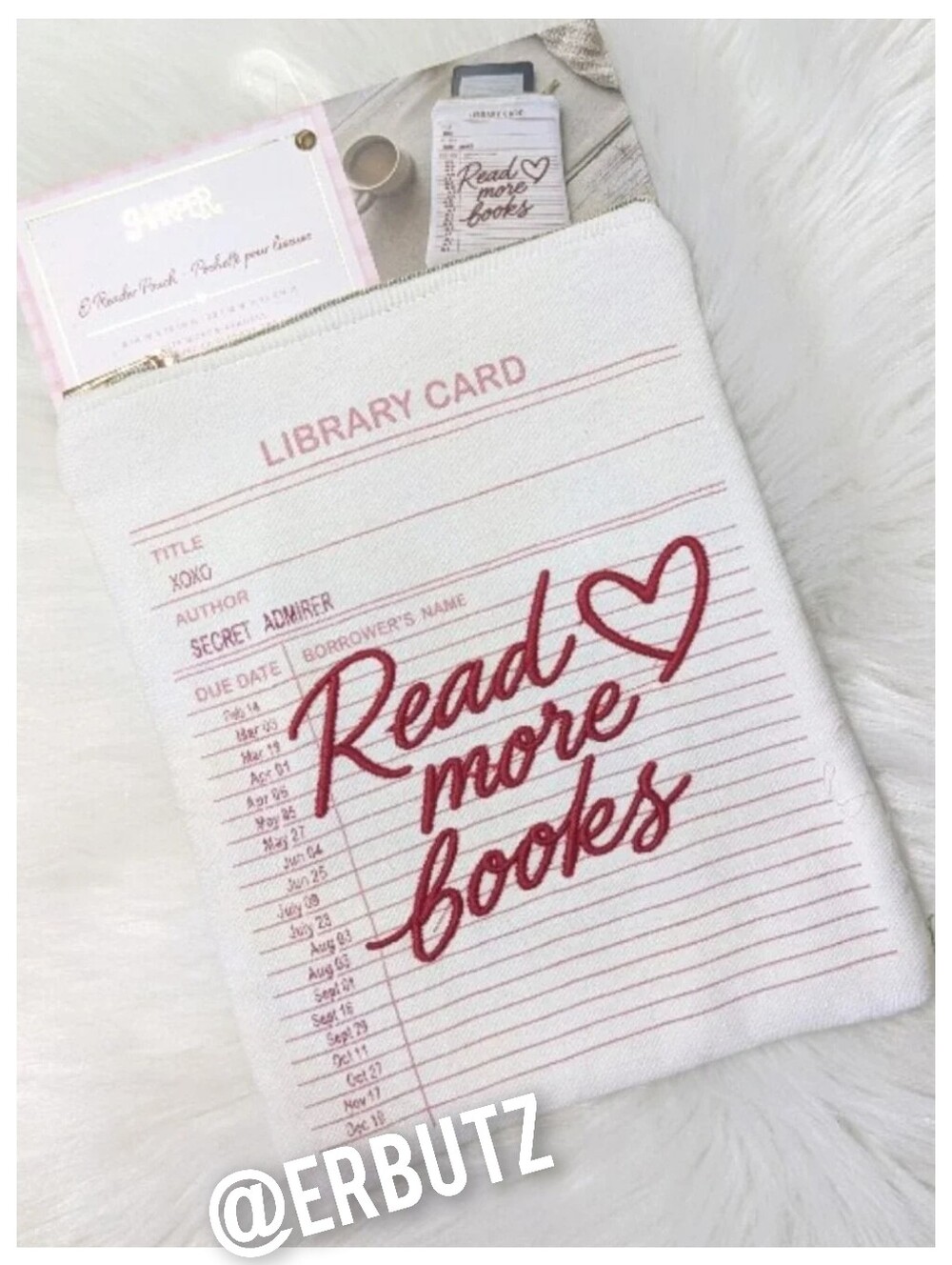 Harper READ MORE BOOKS Embroidered Library Card Canvas E-reader Pouch 📚